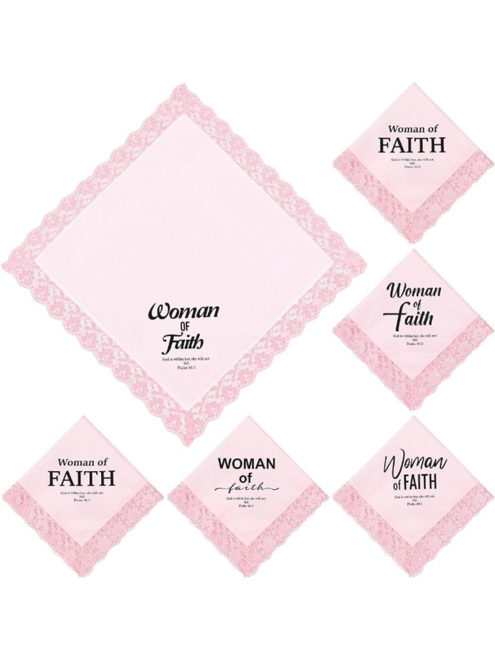 6 Pcs 23'' Women's Church Lap Scarves - Christian Handkerchiefs, Faith